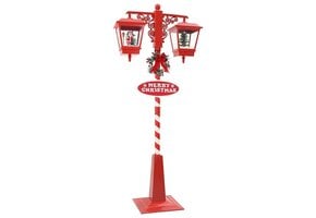 Kerststraatlamp met 2 Lantaarns Rood - 35% Korting