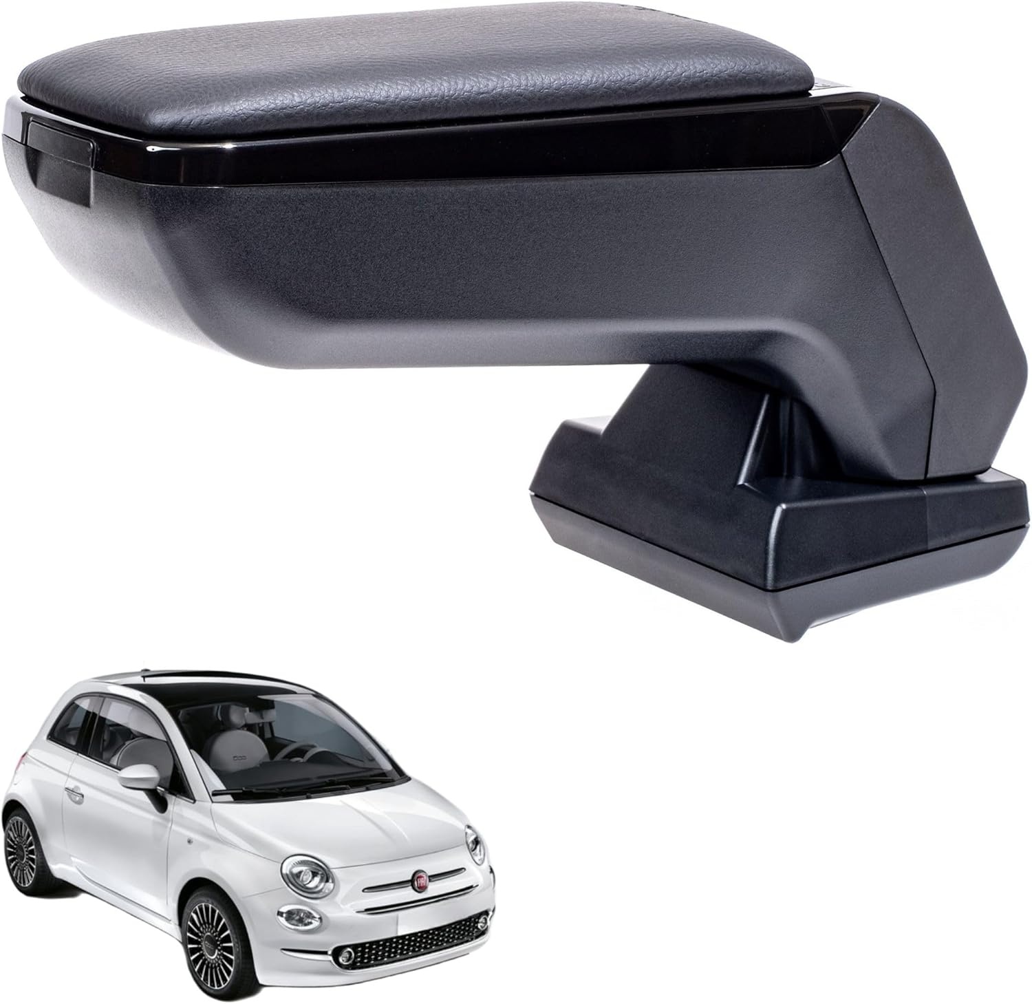 Middenarmsteun Zwart Vegan Leer FIAT 500 (2016-2024) met Korting