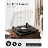 Platenspeler Riemaandrijving met Bluetooth 5.0 - Zwart - 35% Korting