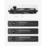 Platenspeler Riemaandrijving met Bluetooth 5.0 - Zwart - 35% Korting