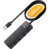 USB 3.0 Hub met 4 Poorten & 180cm Kabel - Ultraslank