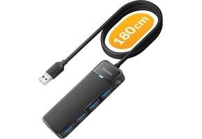 USB 3.0 Hub met 4 Poorten & 180cm Kabel - Ultraslank