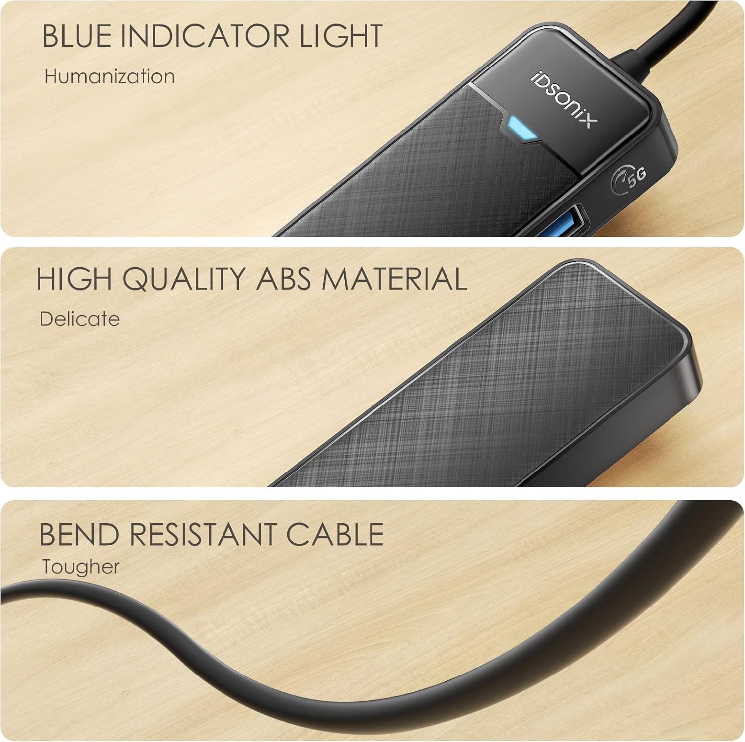 USB 3.0 Hub met 4 Poorten & 180cm Kabel - Ultraslank