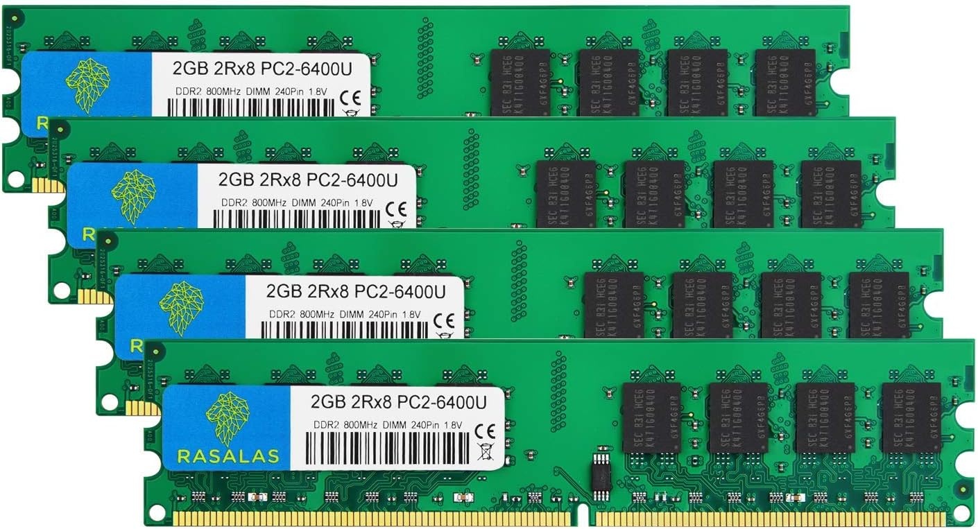 8GB DDR2 RAM Kit: 4x2GB 800MHz PC2-6400 - 57% Korting!