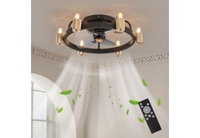 Retro Industriële Plafondventilator met Lamp - Goud - 35% Korting