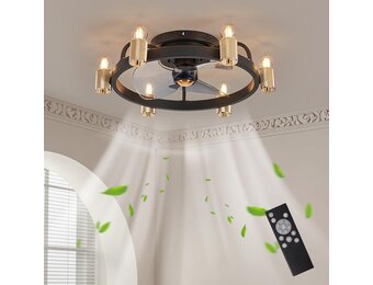 Retro Industriële Plafondventilator met Lamp - Goud - 35% Korting