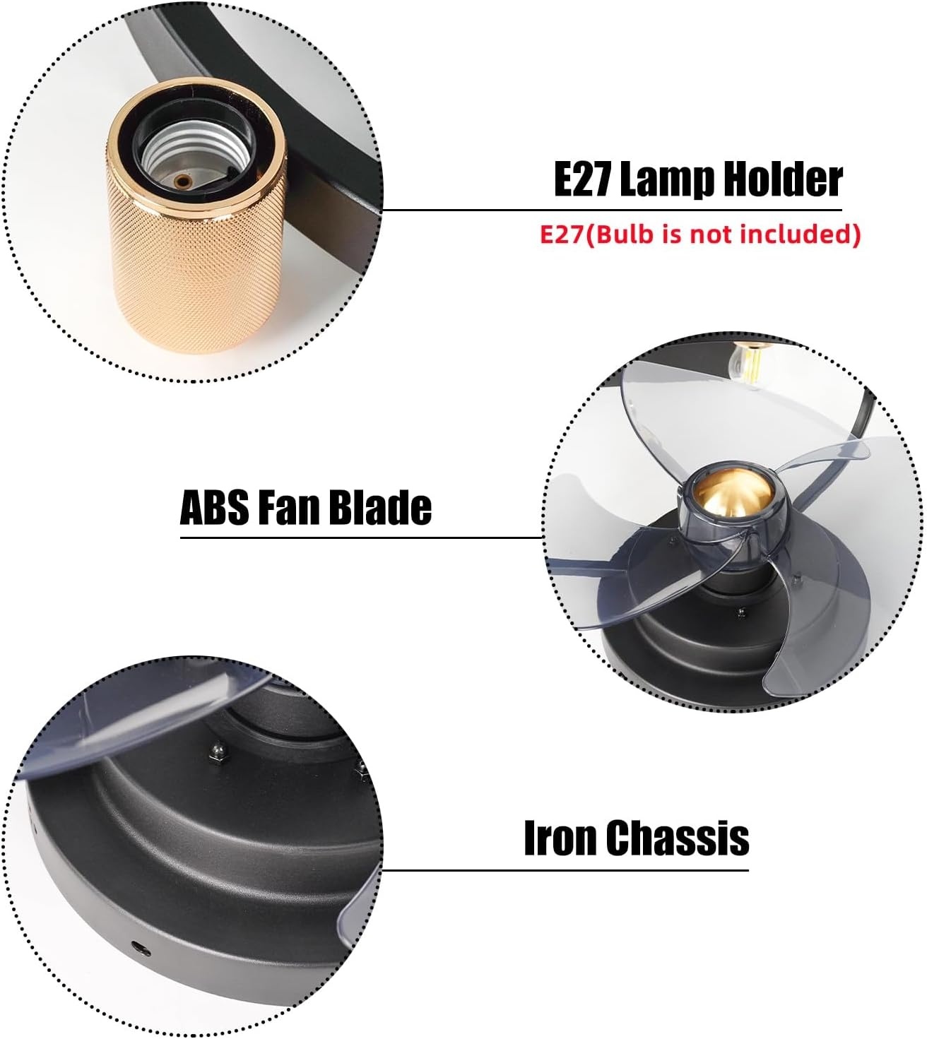 Retro Industriële Plafondventilator met Lamp - Goud - 35% Korting