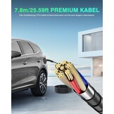 Mobiel Laadstation 11kW 3-Fase, 7.8m Kabel, Type 2, Instelbaar 6-16A