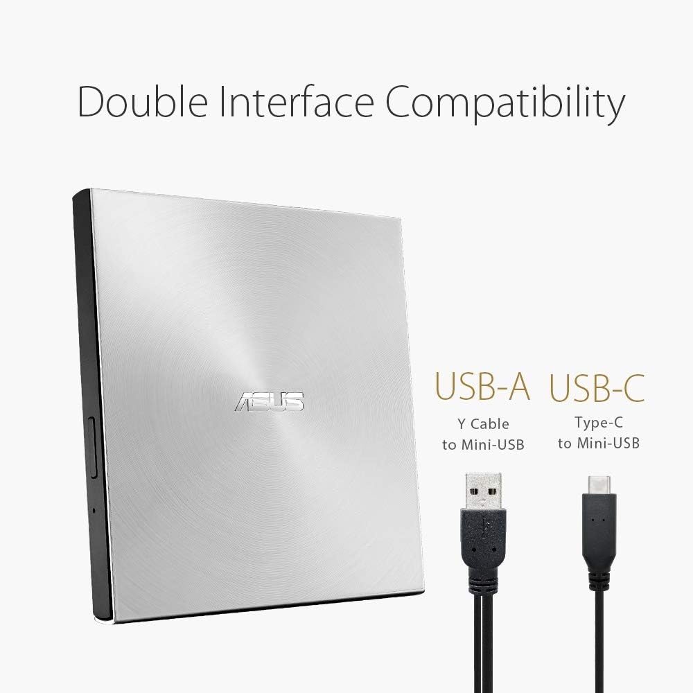 Ultraslanke DVD-brander met M-DISC, USB-C/A, Win/Mac, Zilver (34% korting)