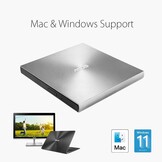 Ultraslanke DVD-brander met M-DISC, USB-C/A, Win/Mac, Zilver (34% korting)