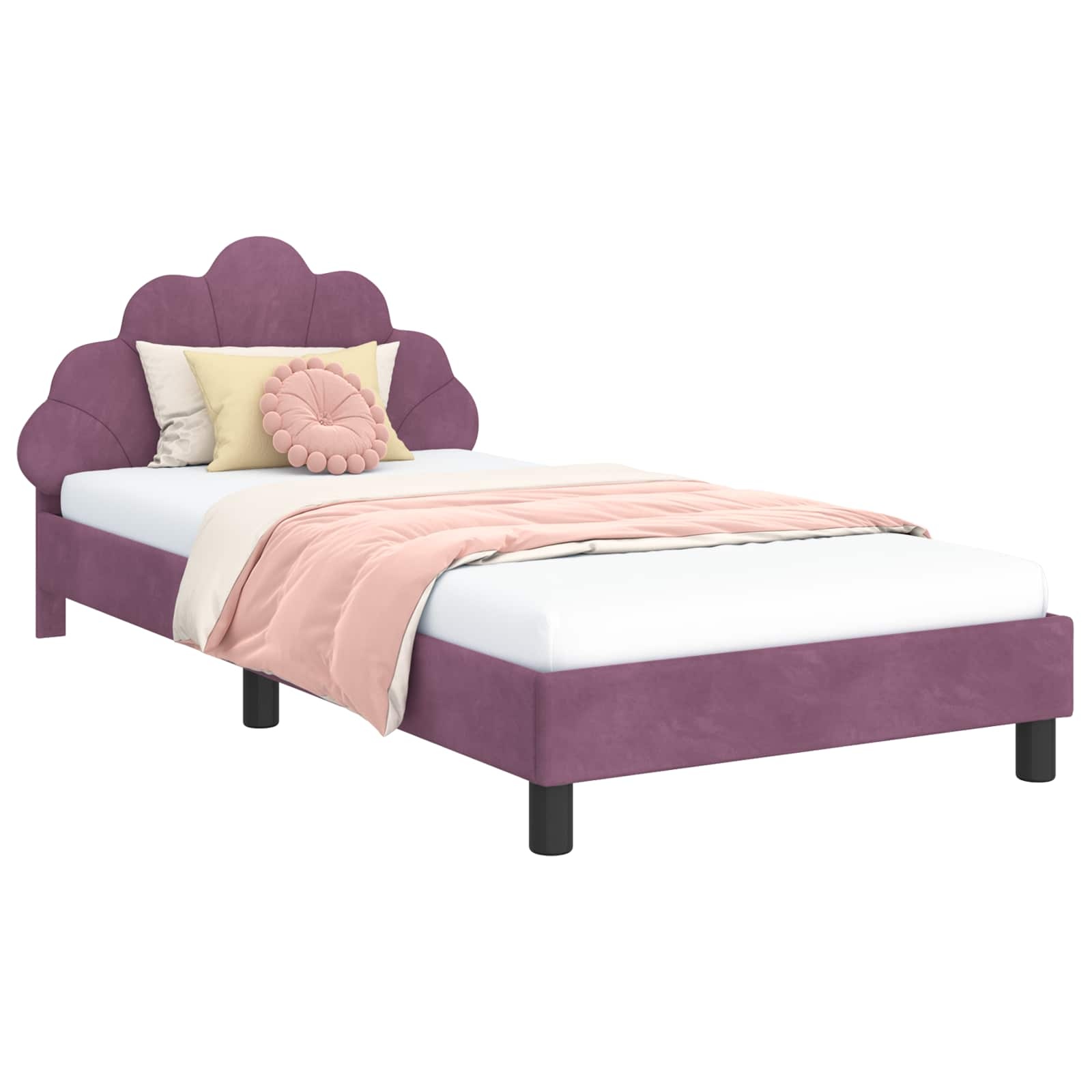Paars Kinderbed met Hoofdbord - 80x200 cm - Fluweel - 34% Korting