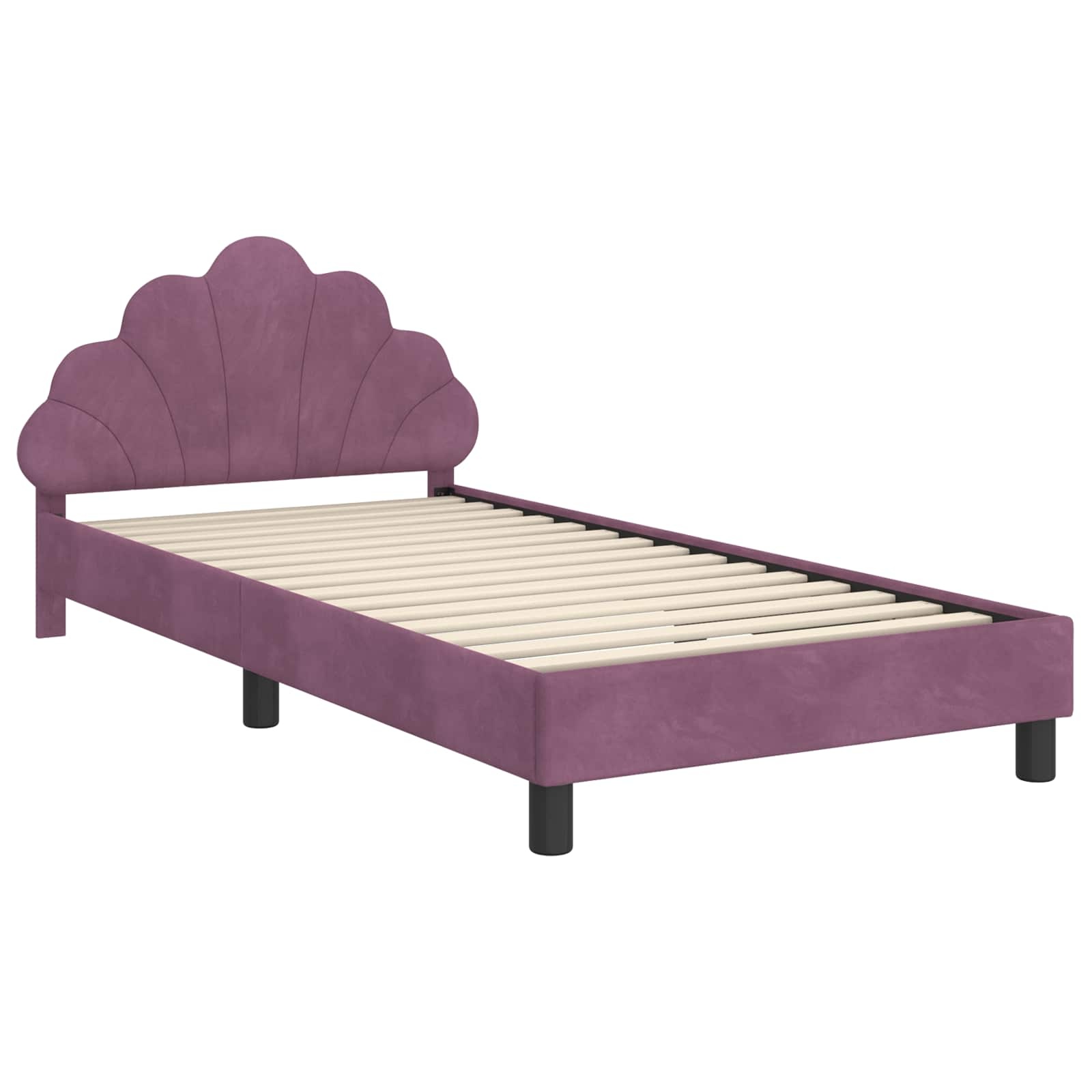 Paars Kinderbed met Hoofdbord - 80x200 cm - Fluweel - 34% Korting