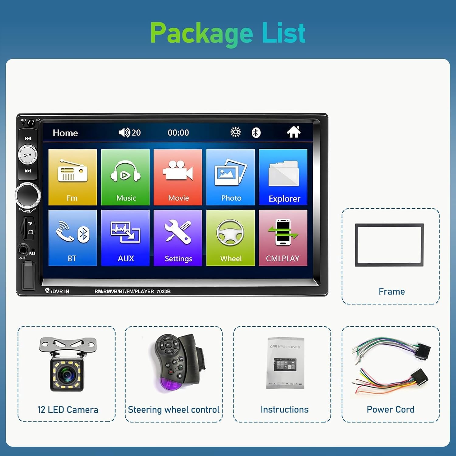 2 DIN Autoradio 7" Touchscreen MP5 | Bluetooth | Achteruitrijcamera | 33% Korting