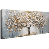 Canvas met Witte Bloemen Boom, 53% Korting!