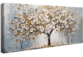 Canvas met Witte Bloemen Boom, 53% Korting!