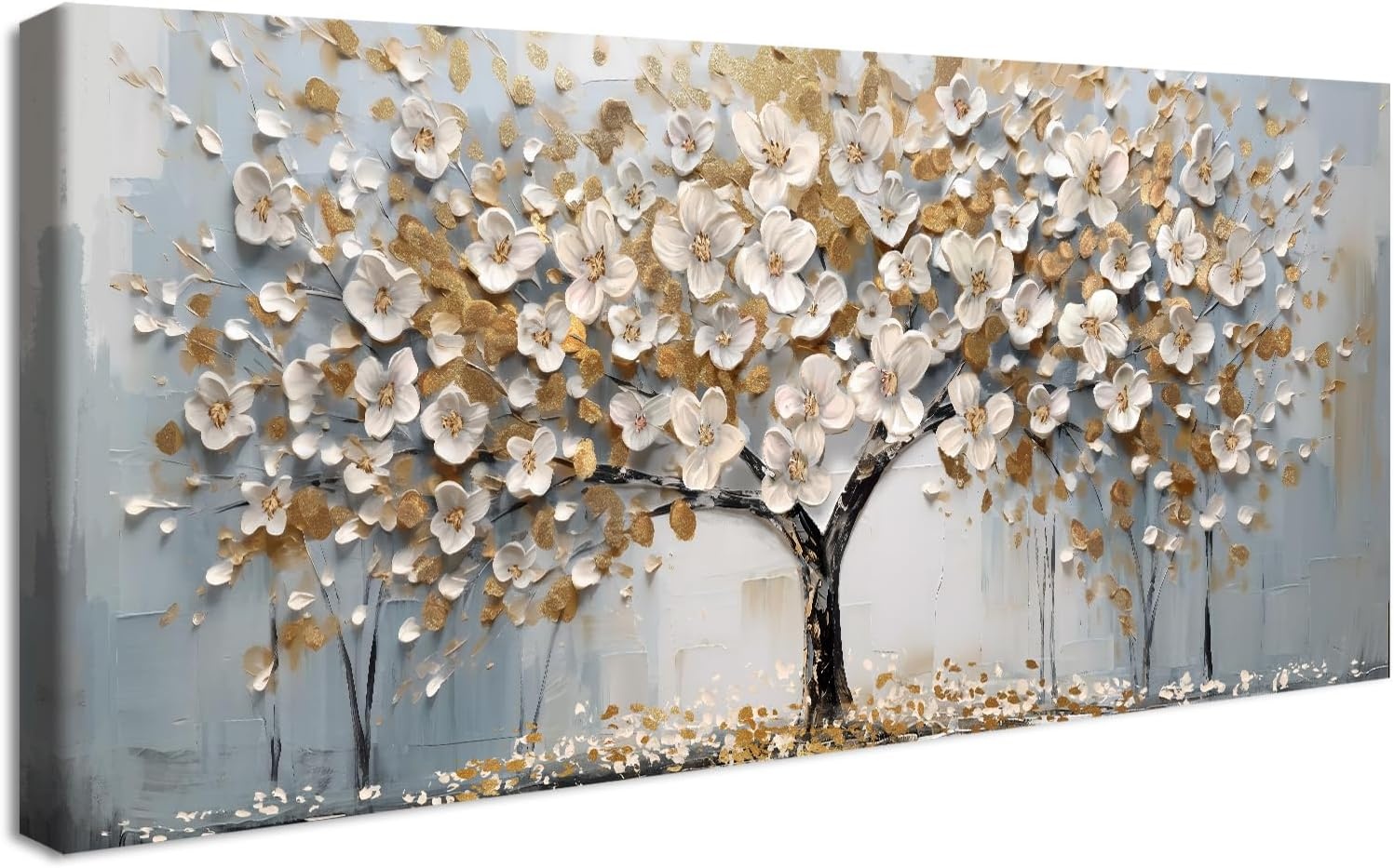 Canvas met Witte Bloemen Boom, 53% Korting!