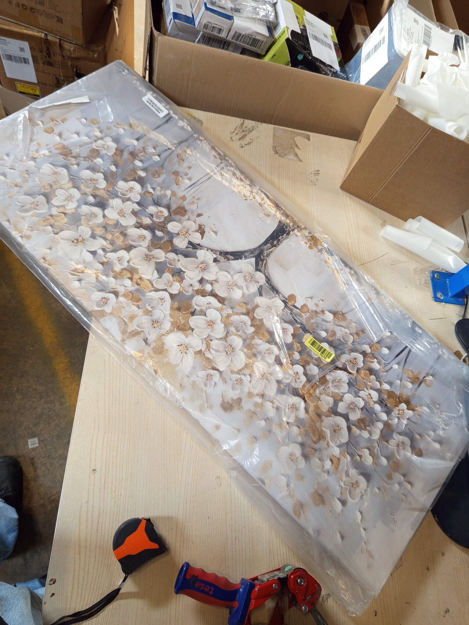 Canvas met Witte Bloemen Boom, 53% Korting!