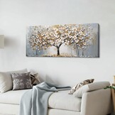Canvas met Witte Bloemen Boom, 53% Korting!