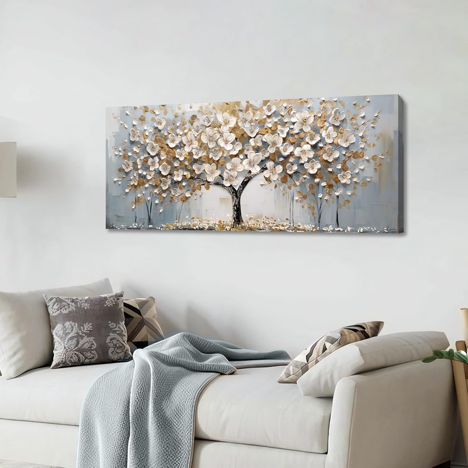 Canvas met Witte Bloemen Boom, 53% Korting!