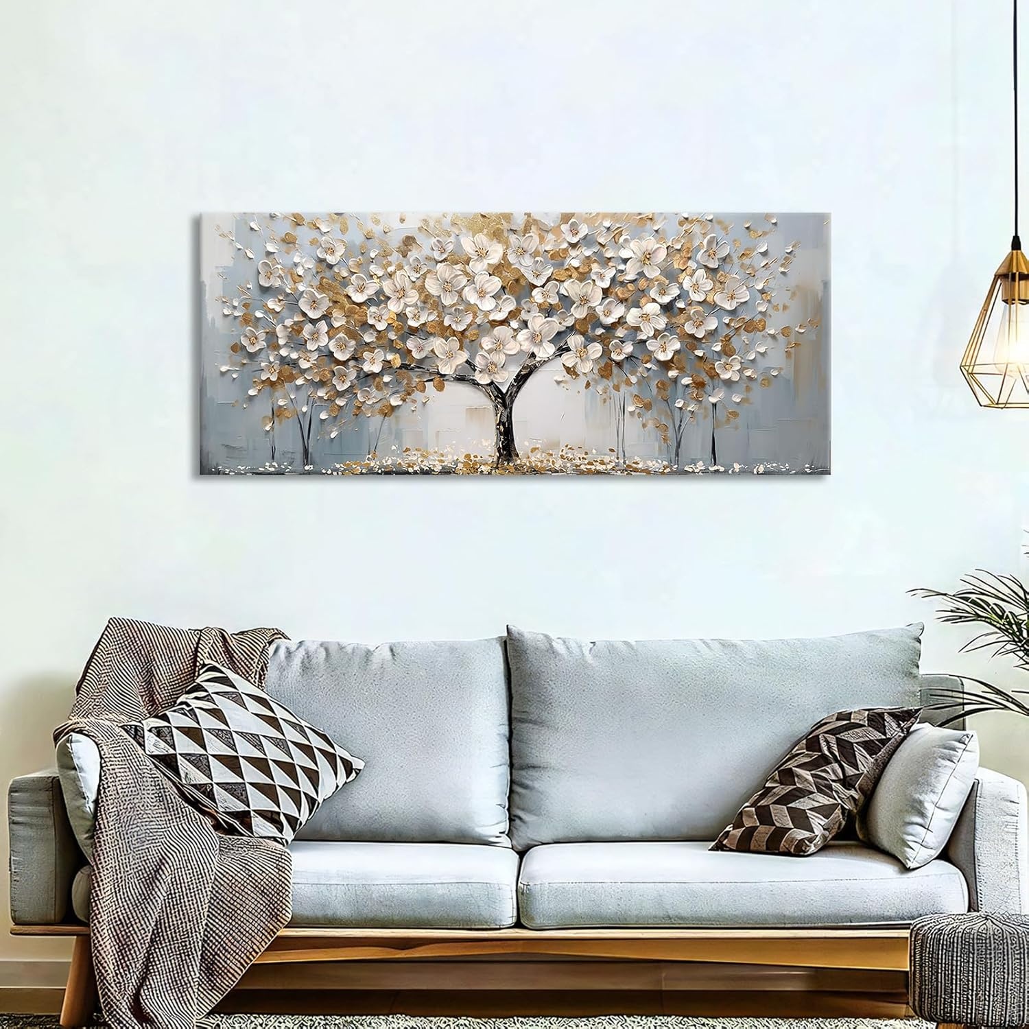 Canvas met Witte Bloemen Boom, 53% Korting!
