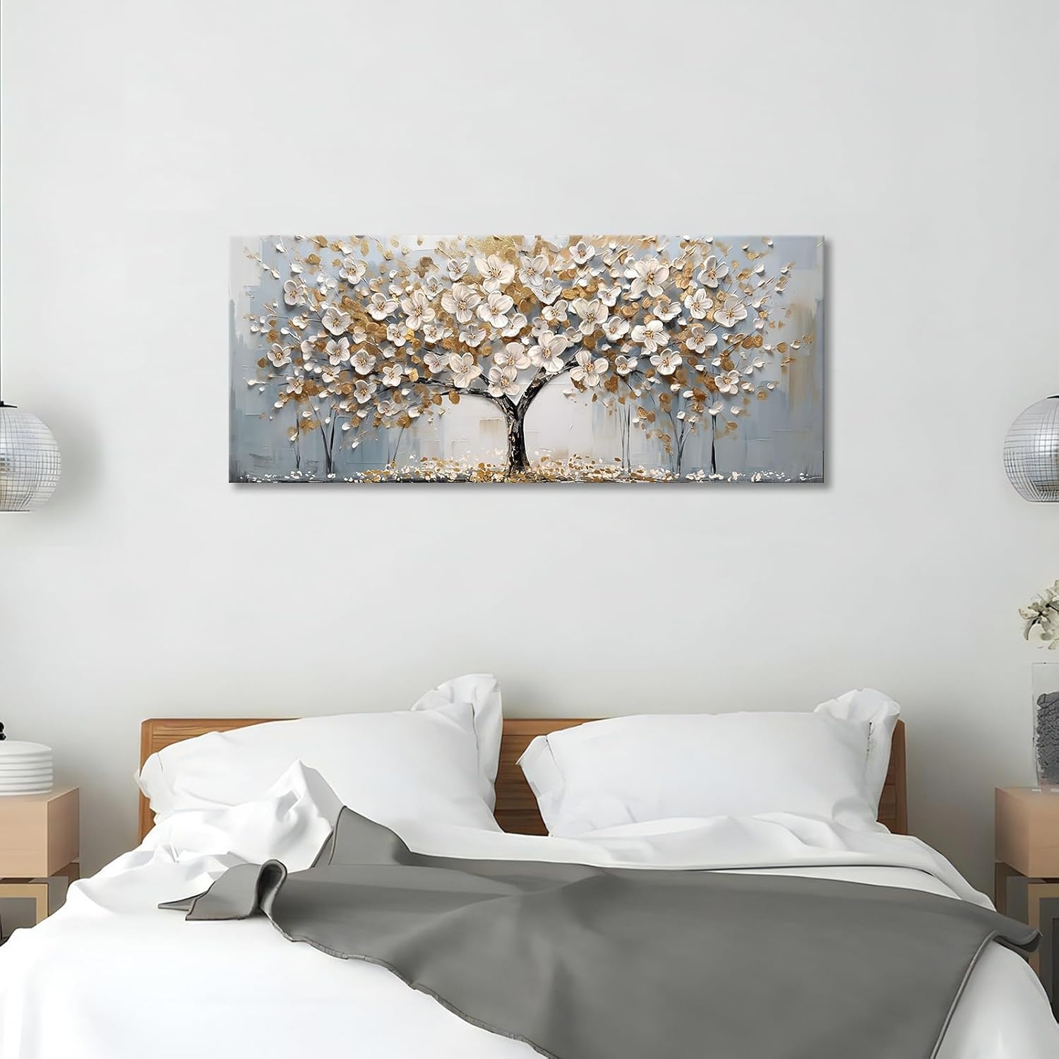 Canvas met Witte Bloemen Boom, 53% Korting!