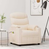 vidaXL Massagestoel stof crèmekleurig