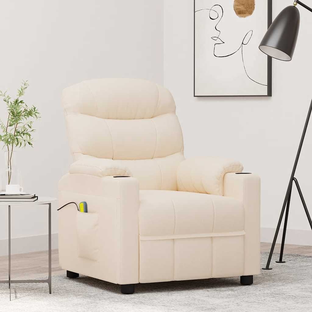 vidaXL Massagestoel stof crèmekleurig