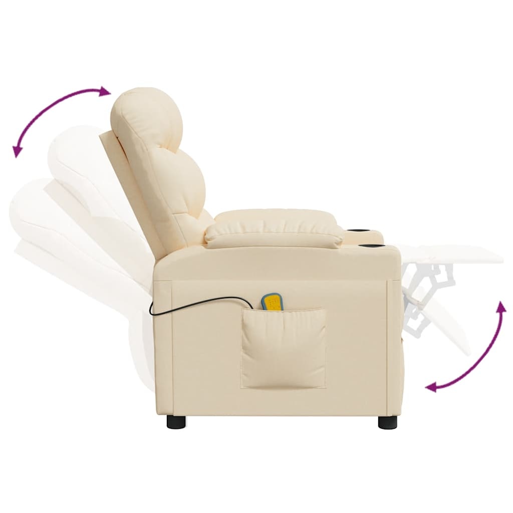 vidaXL Massagestoel stof crèmekleurig