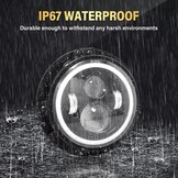 1PCS 7 Inch Ronde LED Koplamp, 4 LED Motorfiets Koplamp Wit DRL Hoog/Dimlicht Amber Halo Richtingaanwijzer Hoek Ogen Licht voor Wrangler JK TJ LJ CJ Motorfiets Davidson met Montagebeugels - Maat 1 Pcs 7 inch koplamp + beugels