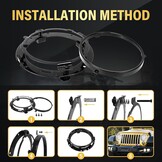 1PCS 7 Inch Ronde LED Koplamp, 4 LED Motorfiets Koplamp Wit DRL Hoog/Dimlicht Amber Halo Richtingaanwijzer Hoek Ogen Licht voor Wrangler JK TJ LJ CJ Motorfiets Davidson met Montagebeugels - Maat 1 Pcs 7 inch koplamp + beugels