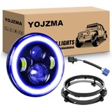 1PCS 7 Inch Ronde LED Koplamp, 4 LED Motorfiets Koplamp Wit DRL Hoog/Dimlicht Amber Halo Richtingaanwijzer Hoek Ogen Licht voor Wrangler JK TJ LJ CJ Motorfiets Davidson met Montagebeugels - Maat 1 Pcs 7 inch koplamp + beugels