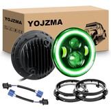 1PCS 7 Inch Ronde LED Koplamp, 4 LED Motorfiets Koplamp Wit DRL Hoog/Dimlicht Amber Halo Richtingaanwijzer Hoek Ogen Licht voor Wrangler JK TJ LJ CJ Motorfiets Davidson met Montagebeugels - Maat 1 Pcs 7 inch koplamp + beugels