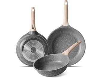 Bakpannen inductie met Anti-aanbaklaag 20cm 24cm 28cm, Omelet Pan Bakpanne Braadpannen Koekenpan, Gegoten Aluminium Granieten Pan, Aanpassen aan Gasfornuis en Inductiefornuis.