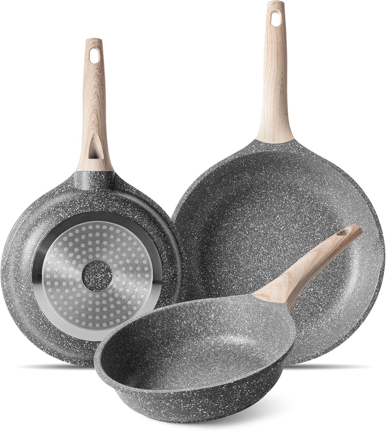Bakpannen inductie met Anti-aanbaklaag 20cm 24cm 28cm, Omelet Pan Bakpanne Braadpannen Koekenpan, Gegoten Aluminium Granieten Pan, Aanpassen aan Gasfornuis en Inductiefornuis.