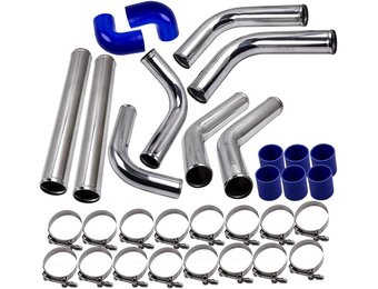 MaXpeedingrods Turbo laadluchtbuizen in set, universeel, 6,35 cm, aluminium, buizen, blauwe koppeling en T-stuk