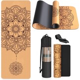 Kurk Yogamat Antislip Uniek Ontwerp Natuurlijke Kurk Tpe Materiaal Fitness Oefening Mat met Draagtas en Riem Voor Thuis, Pilates, Aerobic, Gym & Workout 72 X 24