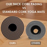 Kurk Yogamat Antislip Uniek Ontwerp Natuurlijke Kurk Tpe Materiaal Fitness Oefening Mat met Draagtas en Riem Voor Thuis, Pilates, Aerobic, Gym & Workout 72 X 24