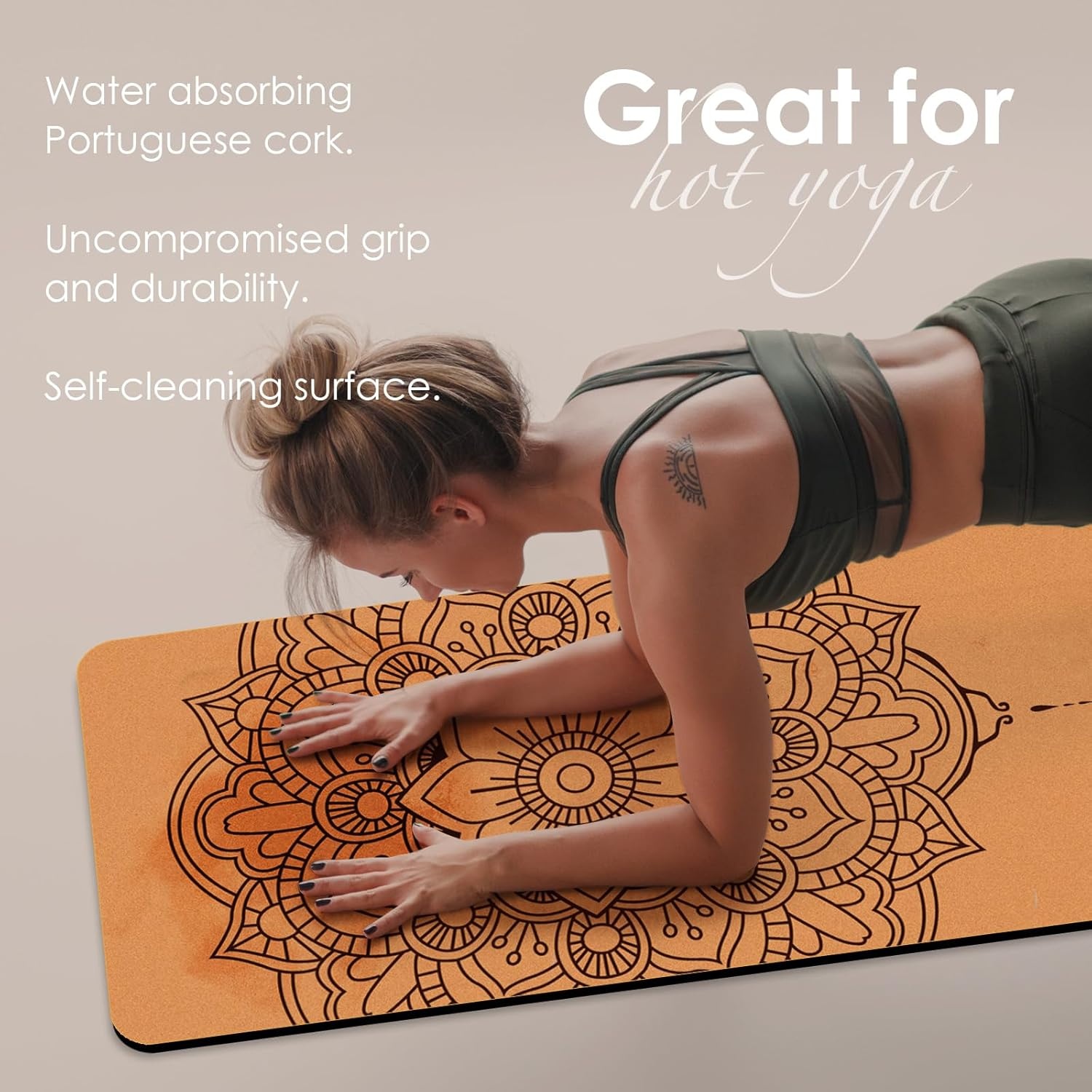 Kurk Yogamat Antislip Uniek Ontwerp Natuurlijke Kurk Tpe Materiaal Fitness Oefening Mat met Draagtas en Riem Voor Thuis, Pilates, Aerobic, Gym & Workout 72 X 24