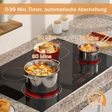 Keramische kookplaat 77cm 6800W 4 platen, Keramische kookplaat met schuifregelaar, Inbouw elektrische kookplaat, Dubbele ringzone, 9 warmtestanden, Veiligheidsslot, Timer