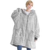 Bedsure Deken met mouwen voor volwassenen, sherpa, mouwdeken om aan te trekken, knuffeldeken met mouwen en capuchon, extra zacht sweatshirt, deken, volledige bodydeken als tv-deken, grijs