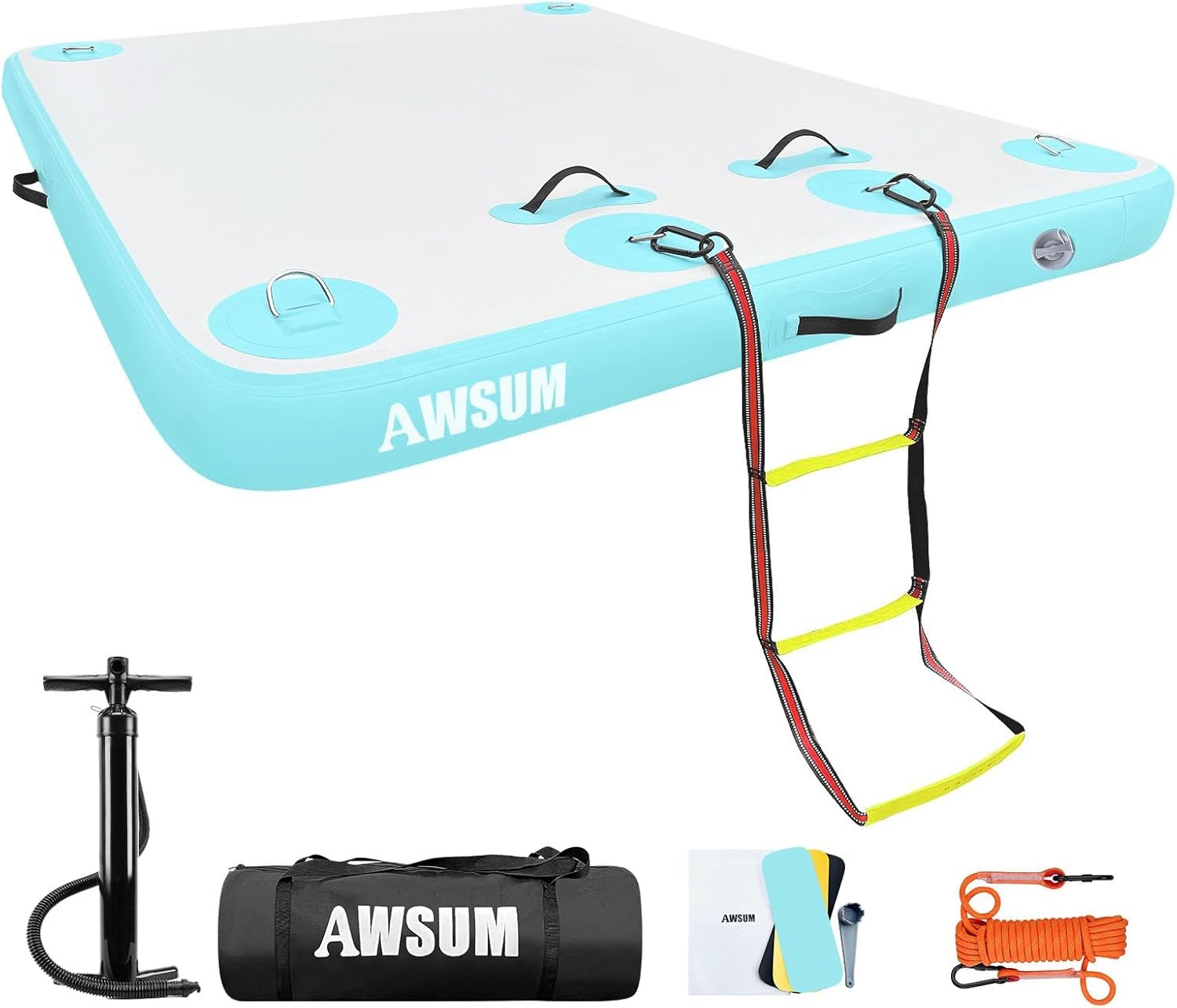 AWSUM Opblaasbaar Zwemplatform / Air Dock Groen 240x180x15cm