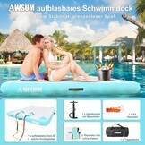 AWSUM Opblaasbaar Zwemplatform / Air Dock Groen 240x180x15cm