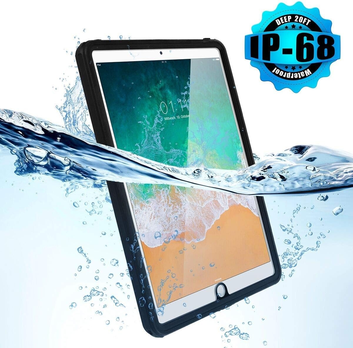 AICase Waterdichte beschermhoes voor Apple Ipad Pro 9,7 inch (2017/2018) met Touch ID, zeer gevoelig, waterdichte beschermhoes met geïntegreerde displaybescherming voor iPad Pro 9,7 inch tablet - Maat pour iPad 9,7" 5e/6e génération (2017/2018)