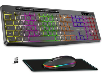 AD Advance R-Type Draadloos Toetsenbord en Muis Set met Anti-slip Mat, RGB Verlichting, 1600 DPI