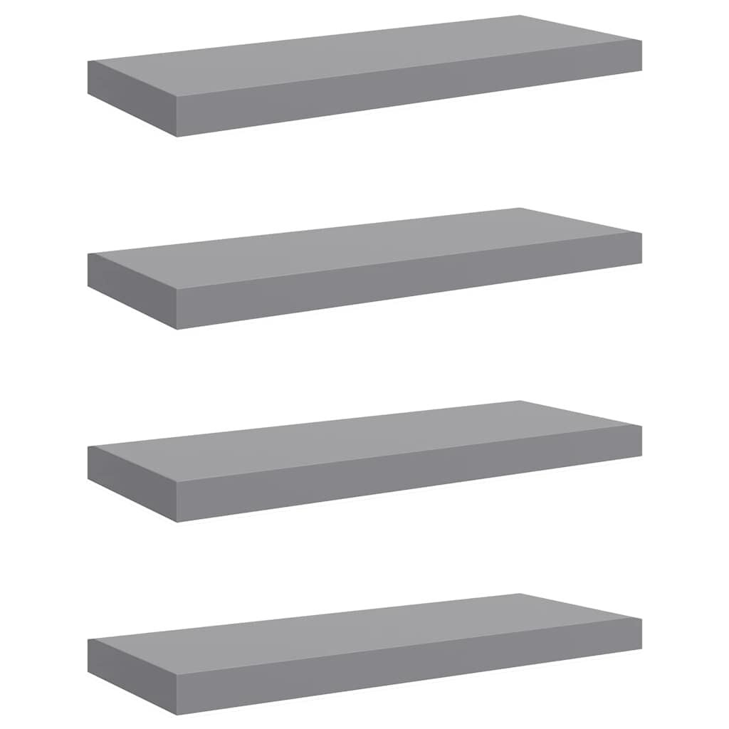 vidaXL Wandschappen zwevend 4 st 60x23,5x3,8 cm MDF grijs