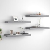 Zwevende Wandschappen Set van 4 - 60x23,5 cm MDF Grijs met 60% Korting!