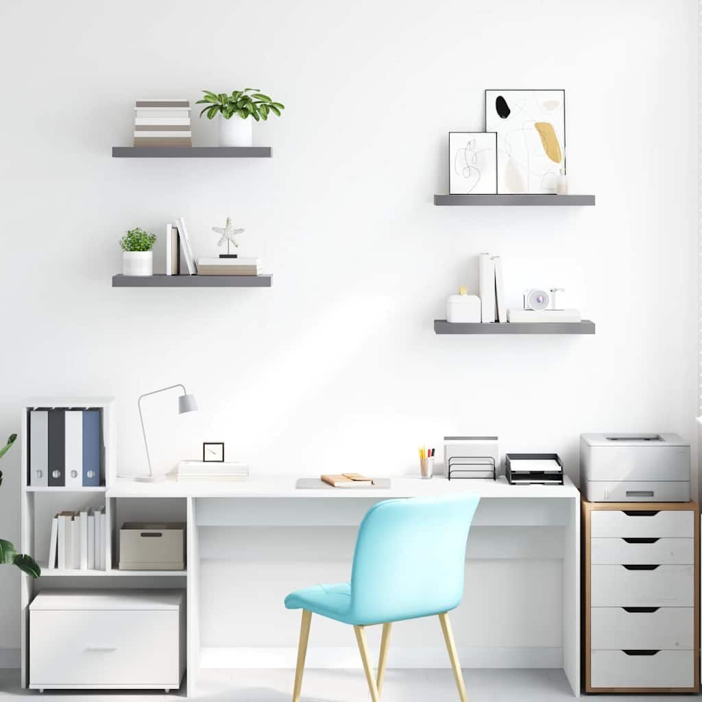 Zwevende Wandschappen Set van 4 - 60x23,5 cm MDF Grijs met 60% Korting!