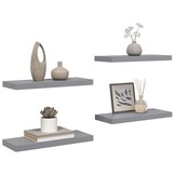 Zwevende Wandschappen Set van 4 - 60x23,5 cm MDF Grijs met 60% Korting!