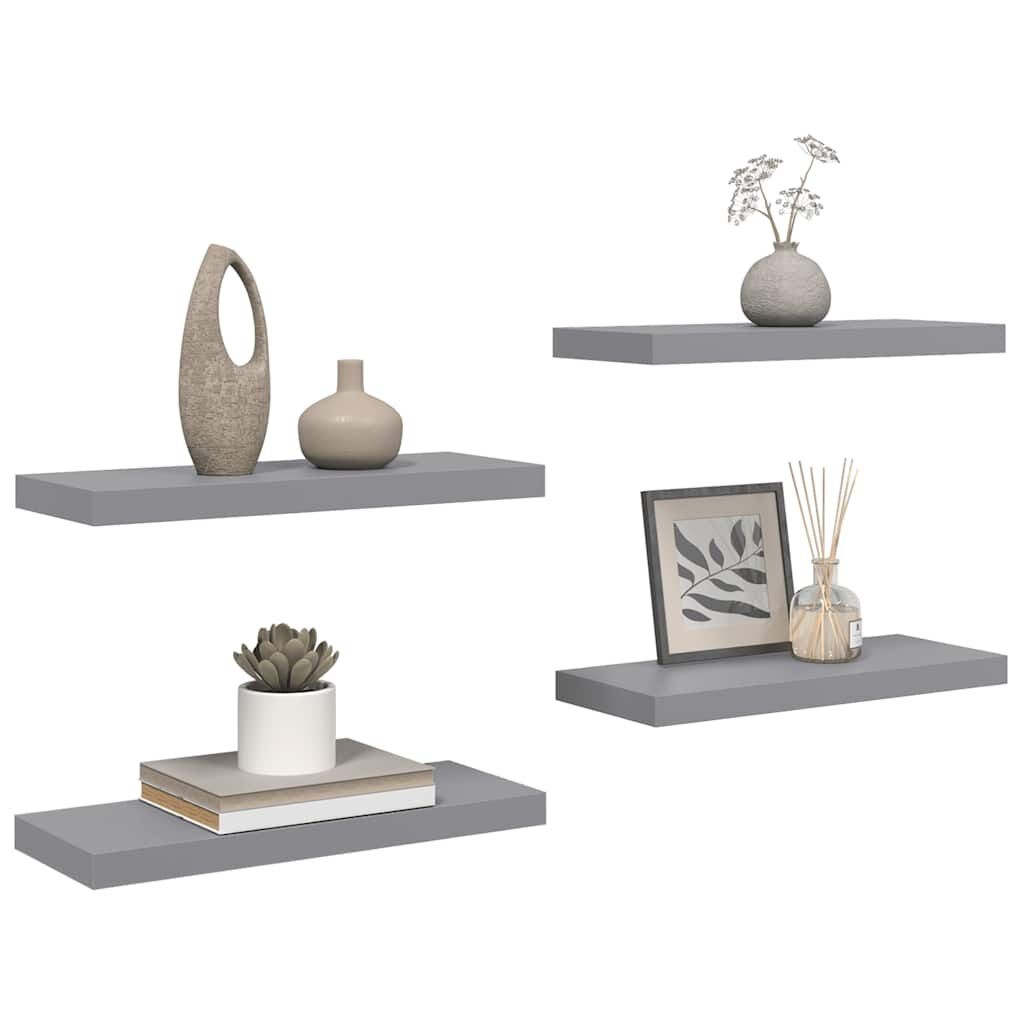 Zwevende Wandschappen Set van 4 - 60x23,5 cm MDF Grijs met 60% Korting!