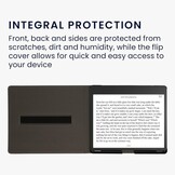 kwmobile e-reader hoesje compatibel met Amazon Kindle Scribe (2024) - Kunstleren ereader cover met stand - Meisje met boeken in zwart/beige